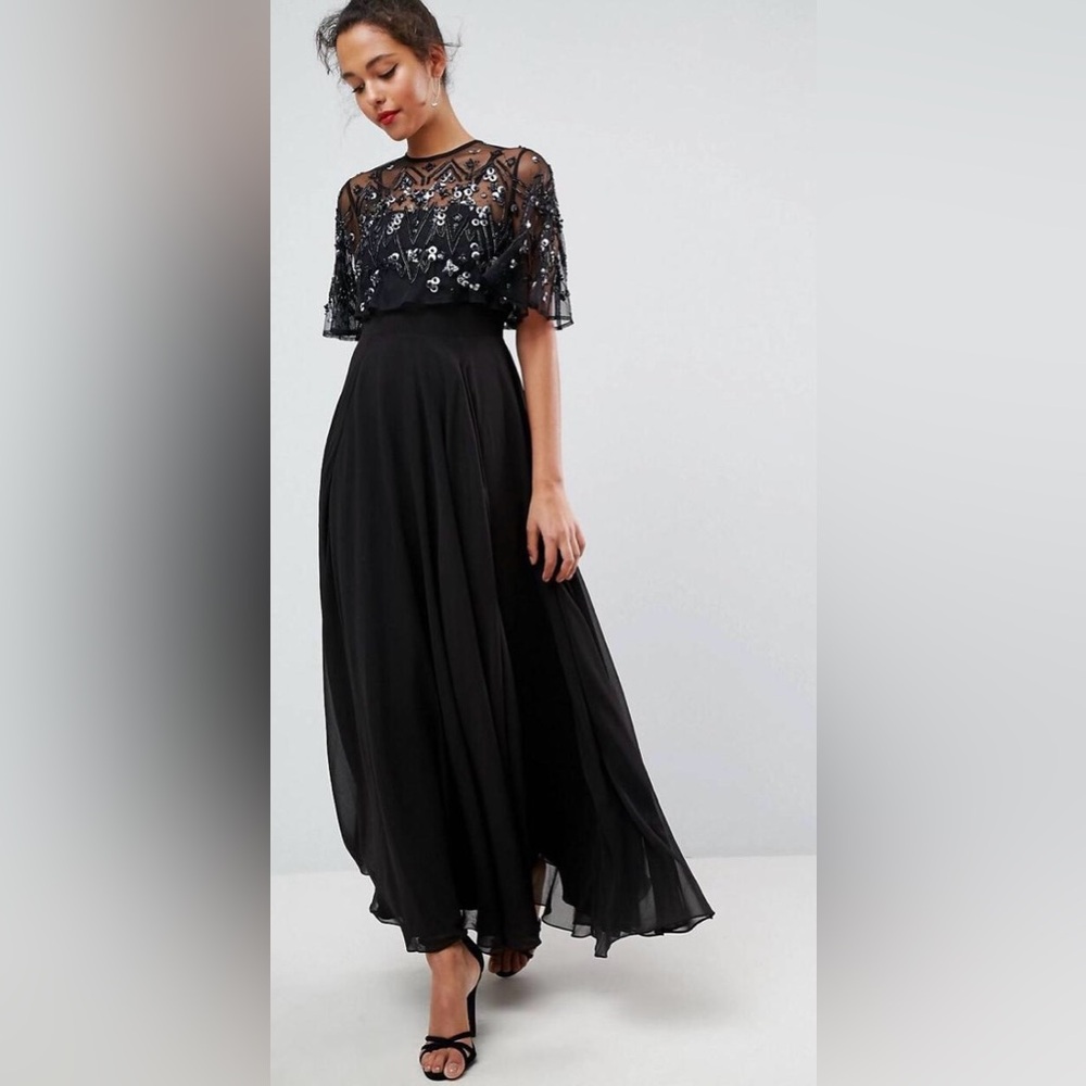 ASOS embellished and embroidered crop top maxi dress